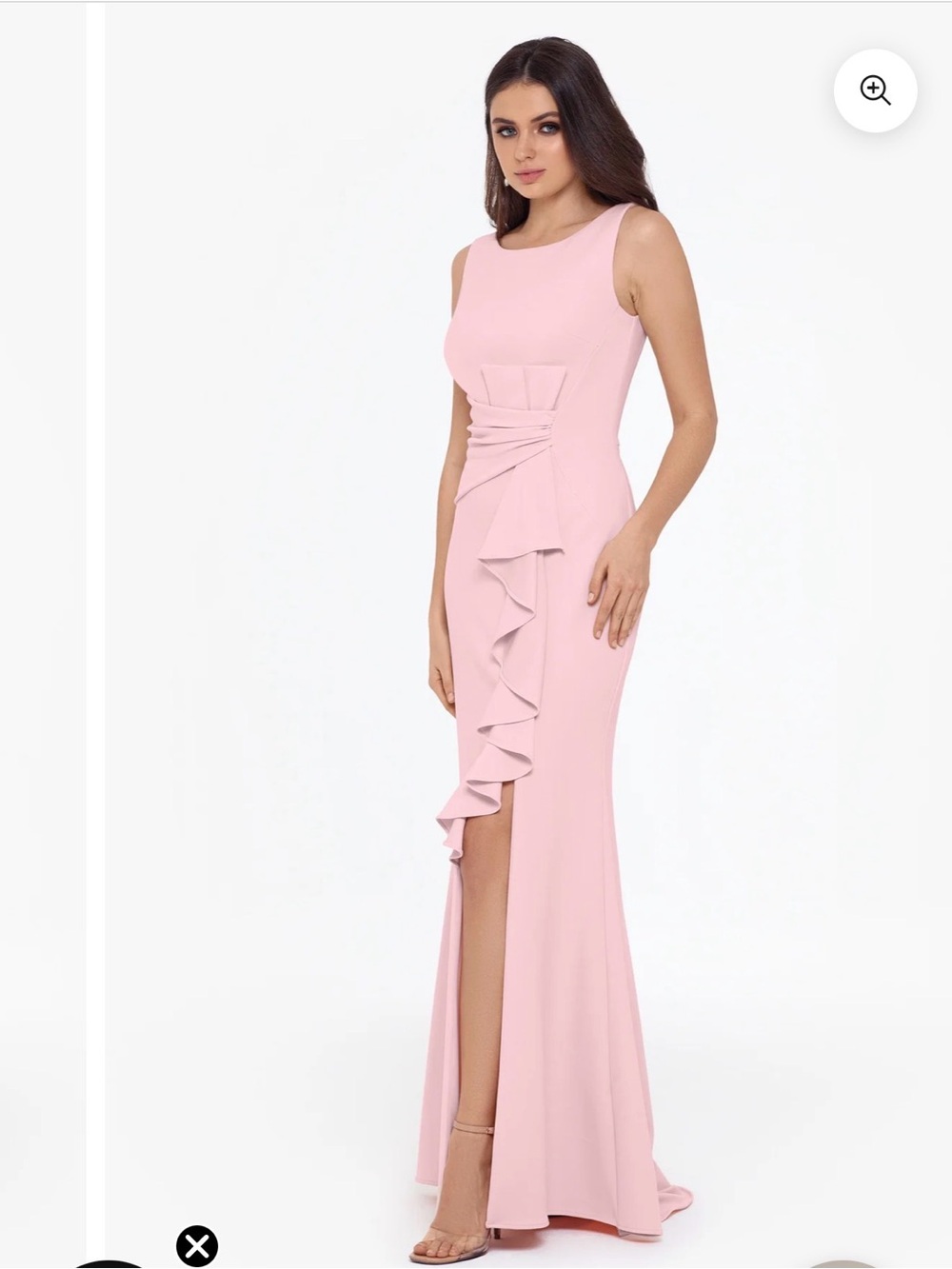 Betsy & Adam Blush Pink Ruffle-Trim Sleeveless Formal Dress